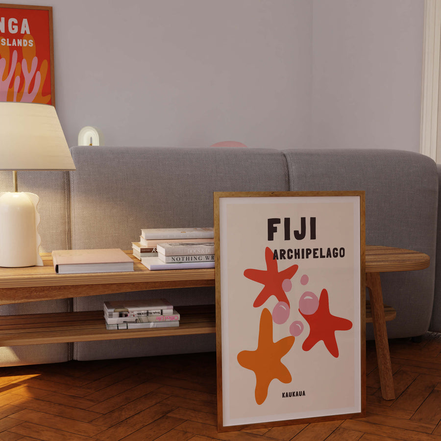 Fiji travel print inspired by Assouline coffee table books, ideal for tropical or coastal interiors. Showcases the stunning beauty of Fiji’s islands.