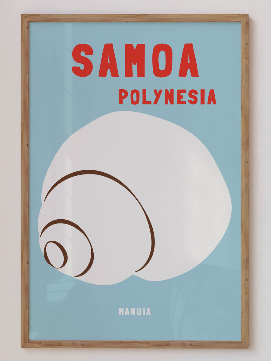 Samoa travel print inspired by Assouline coffee table books, perfect for tropical or coastal interiors. Highlights the natural beauty of Samoa's islands.