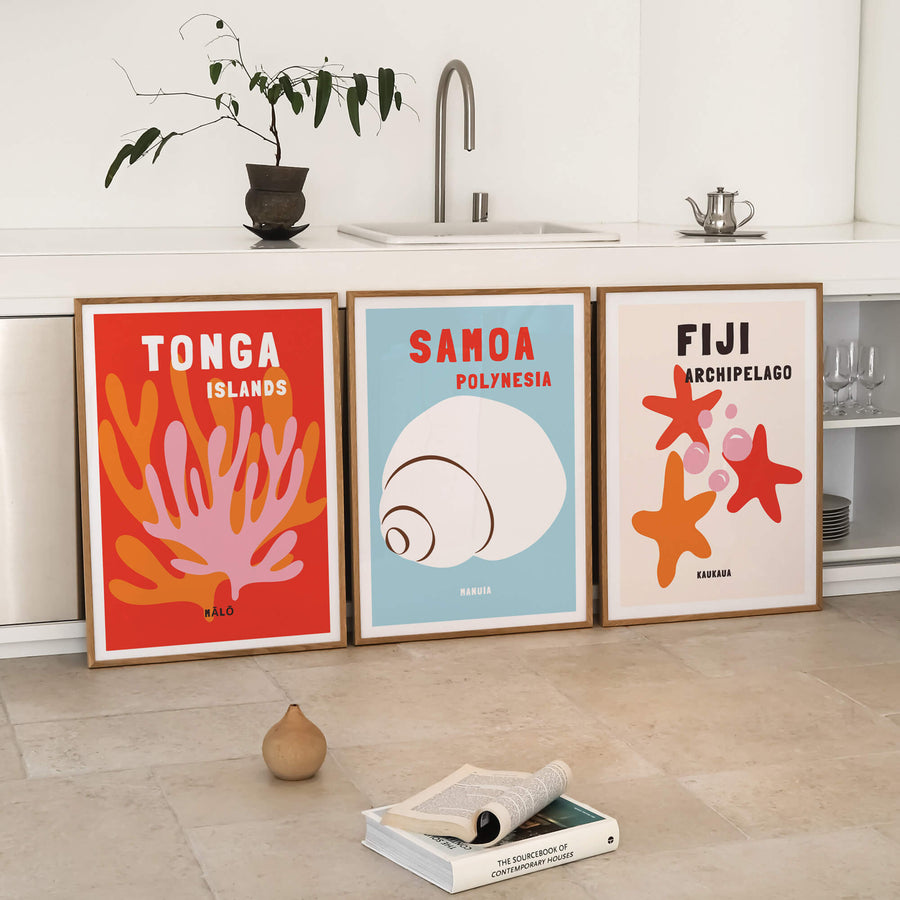 Fiji travel print inspired by Assouline coffee table books, ideal for tropical or coastal interiors. Showcases the stunning beauty of Fiji’s islands.