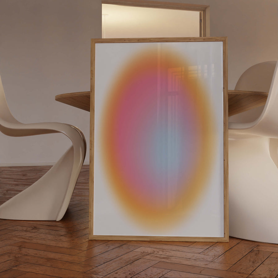 Minimalist Aura Gradient Print featuring a smooth, flowing color transition in a soft, modern design. Perfect for contemporary and boho-inspired home decor. Get 2PrintsFor$100 that comes with Free Shipping 🚚💫 in Australia.