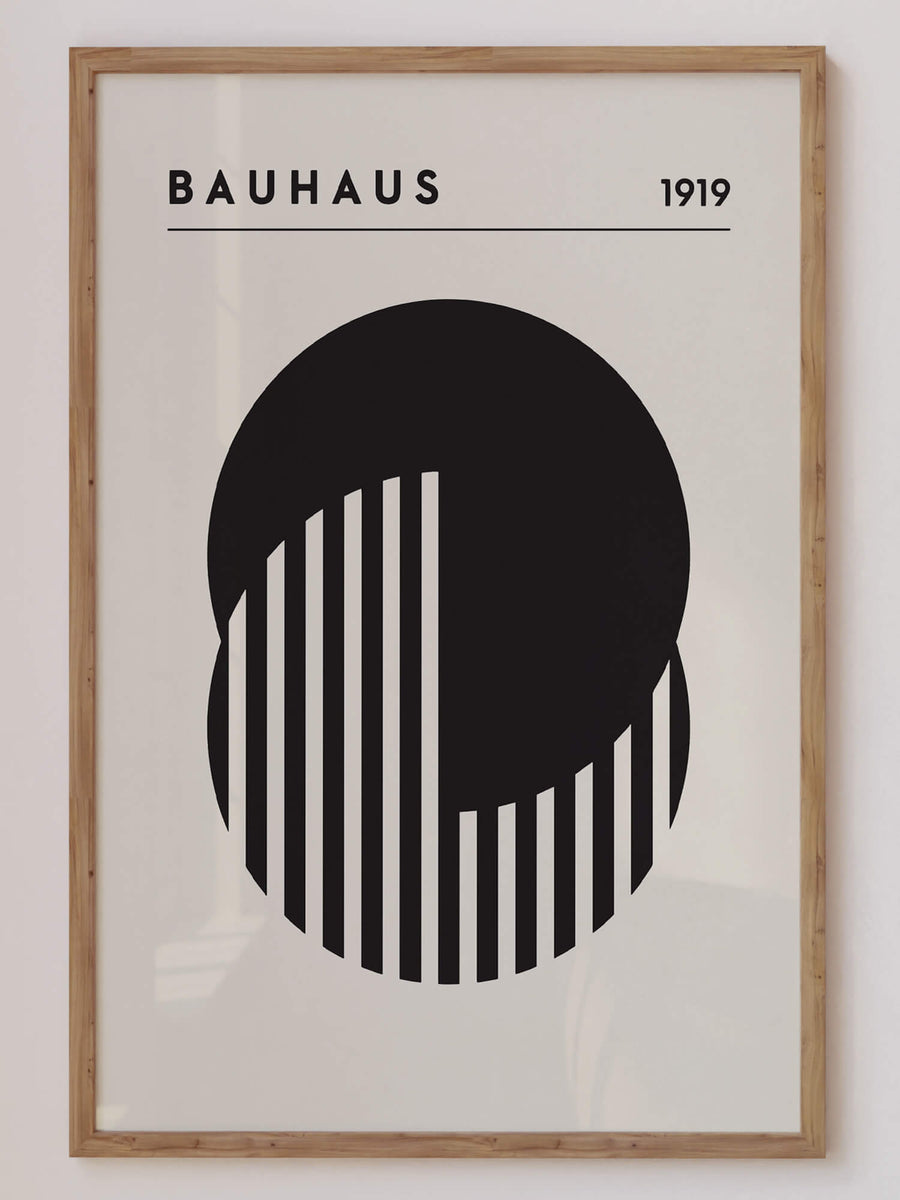 Minimalist Bauhaus-inspired art print featuring calming geometric shapes and a balanced design. Ideal for creating a serene atmosphere in modern home decor, blending artistic simplicity with contemporary elegance.