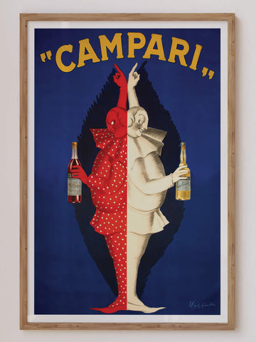 Campari print by Leonetto Cappiello in classic Art Nouveau style, featuring vibrant red tones, bold typography, and vintage advertising charm. Perfect for retro decor enthusiasts.