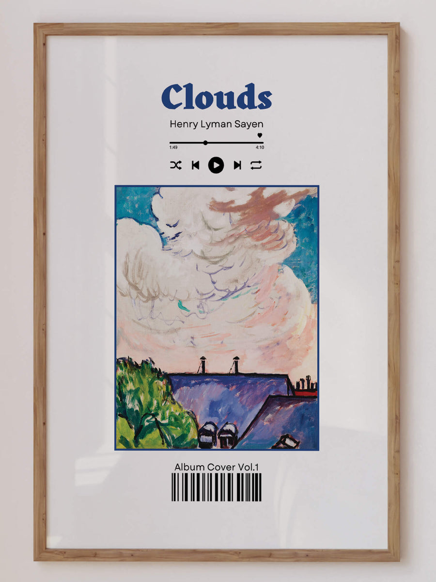 'Clouds' album cover print featuring dreamy, abstract art with soft hues, perfect for funky modern home decor. Get 2PrintsFor$100 that comes with Free Shipping 🚚💫 in Australia.