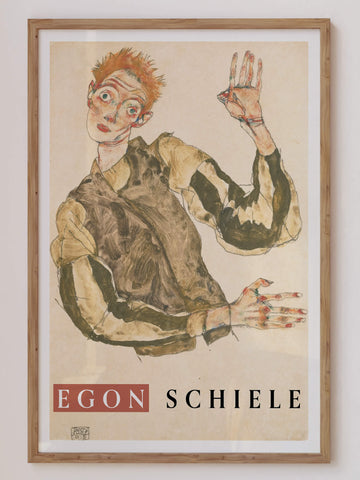 Striped Sleeves' by Egon Schiele – A bold, vintage-inspired art print featuring expressive lines and striking details, perfect for contemporary home decor. Get 2PrintsFor$100 with Free Shipping 🚚💫 in Australia.