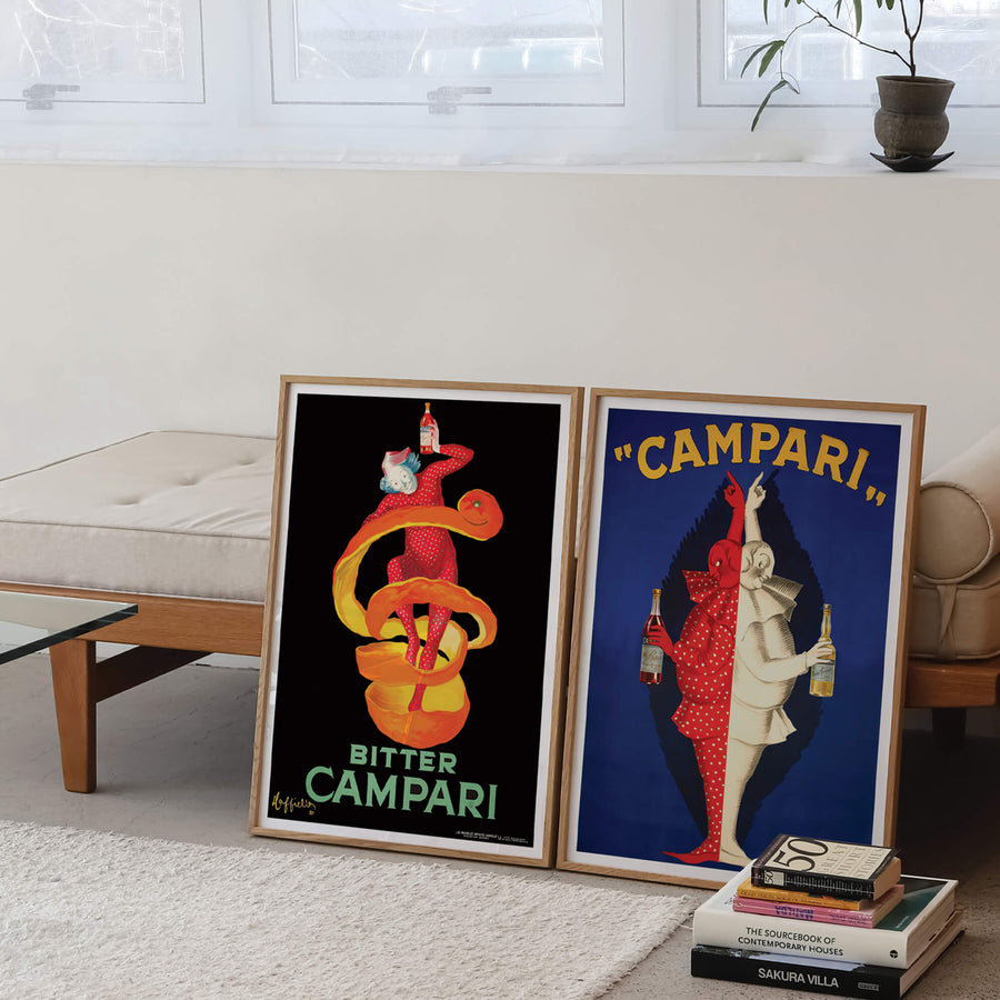 Campari print by Leonetto Cappiello in classic Art Nouveau style, featuring vibrant red tones, bold typography, and vintage advertising charm. Perfect for retro decor enthusiasts.