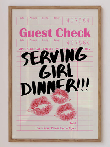 Girl Dinner Guest Check Print