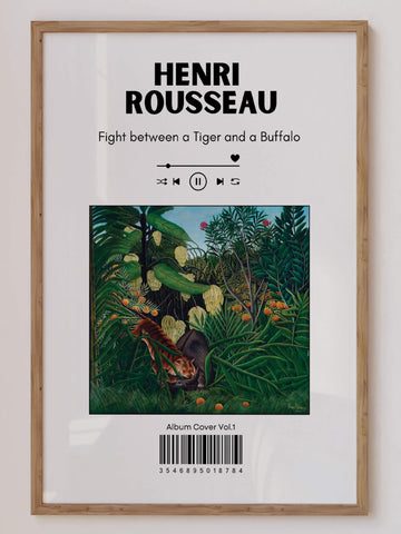 Henri Rousseau album cover print featuring funky, vibrant art inspired by nature, perfect for unique modern home decor. Get 2PrintsFor$100 that comes with Free Shipping 🚚💫 in Australia.