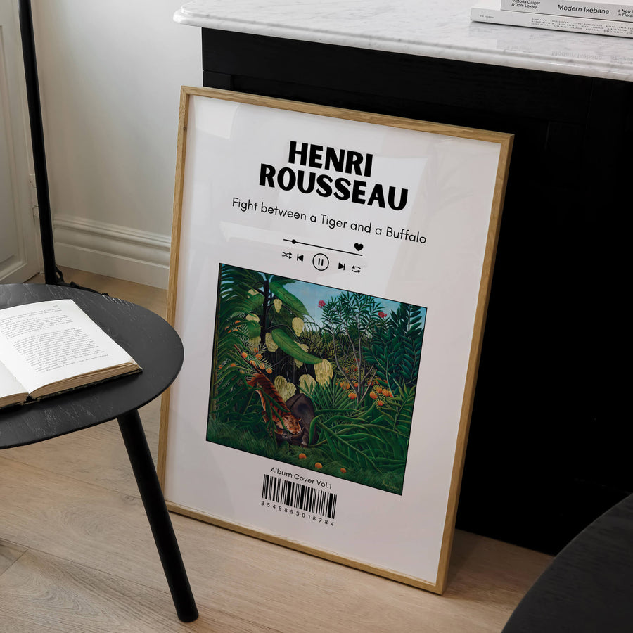 Henri Rousseau album cover print featuring funky, vibrant art inspired by nature, perfect for unique modern home decor. Get 2PrintsFor$100 that comes with Free Shipping 🚚💫 in Australia.