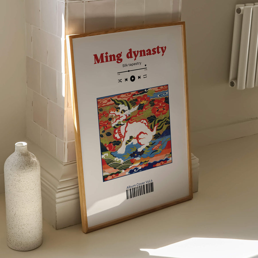 Ming Dynasty album cover print featuring bold, artistic vibes inspired by ancient Chinese history, perfect for funky modern decor. Get 2PrintsFor$100 that comes with Free Shipping 🚚💫 in Australia.