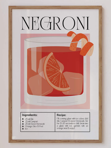 Negroni Cocktail Guide Print