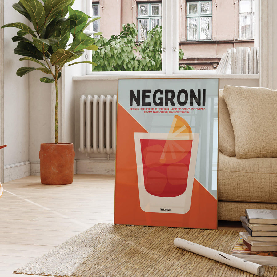 Retro Negroni Cocktail Print