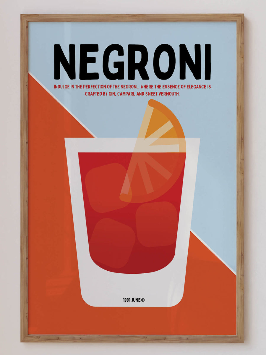 Retro Negroni Cocktail Print